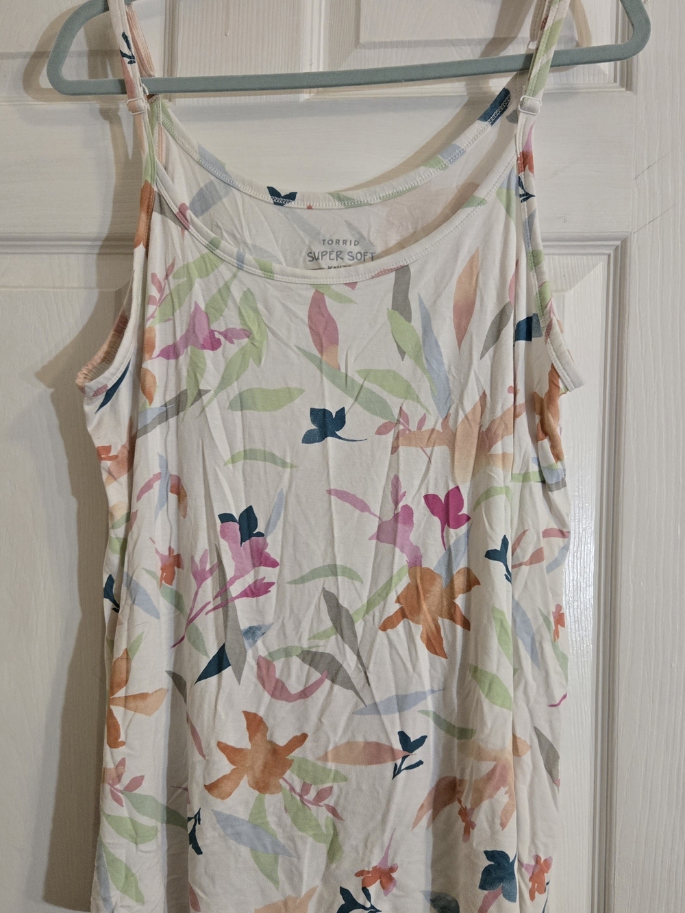 Torrid White Floral Print Super Soft Tank Top
